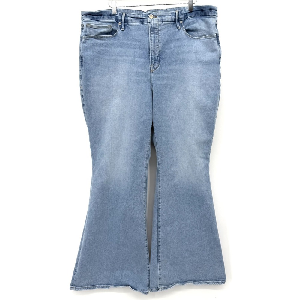 Good American Good Legs Flare Jean Size 22 Light Wash Stretch Denim High Rise